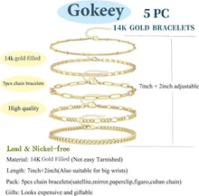 Load image into Gallery viewer, Gold Chain Bracelet Set — Paperclip &amp; Cuban Link, 7"+2"