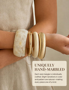 Chunky Resin Bangle Bracelets — Stackable Set