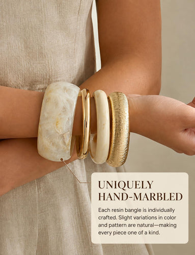 Chunky Resin Bangle Bracelets — Stackable Set