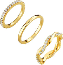 Load image into Gallery viewer, 14K Gold Plated Stackable Rings Set for Women