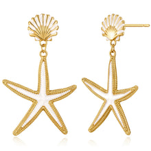 Load image into Gallery viewer, Gold Shell Fish Earrings For Women Chic Summer Beach Seashell – view 10