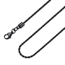 Load image into Gallery viewer, Rope Chain Necklace for Men Women, 316L Stainless Steel Twist Link Chain for Men, Gold Silver Black Tone, Hypoallergenic