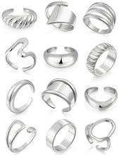 Load image into Gallery viewer, Chunky Gold Stackable Rings for Women, 18K Gold Plated Rings Set