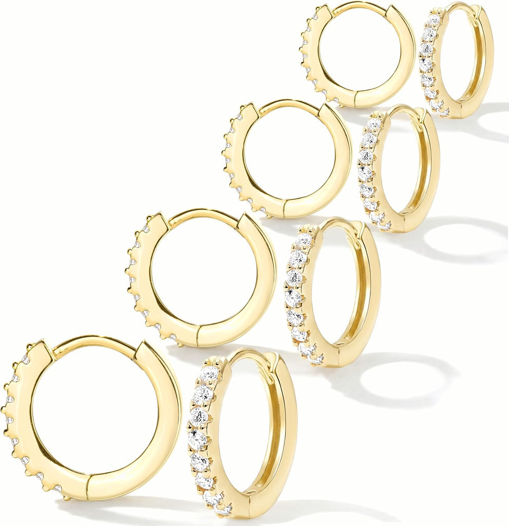 S925 Sterling Silver Cartilage Hoop Earrings for Women,Dainty Small Tragus Helix Conch Huggie Hoop Earring Set for Multiple