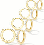 S925 Sterling Silver Cartilage Hoop Earrings — CZ Accent