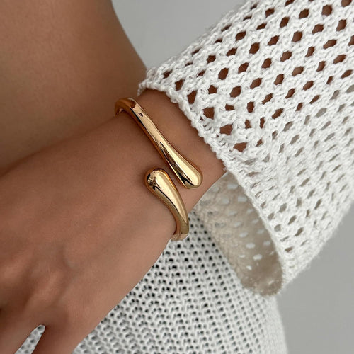 Gold & Silver Cuff Bracelet — 14K Plated Chunky Bangle