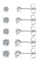 Load image into Gallery viewer, Small Gold Stud Earrings Set for Women Men, Cubic Zirconia Mini Stud Earrings for Women, 14K Gold Plated Tiny