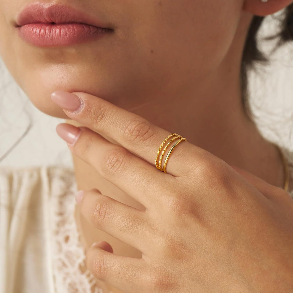 Dainty Gold Stacking Rings — Sizes 3–11, Non Tarnish