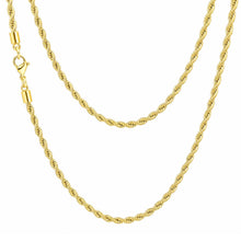 Load image into Gallery viewer, Rope Chain Necklace for Men Women, 316L Stainless Steel Twist Link Chain for Men, Gold Silver Black Tone, Hypoallergenic
