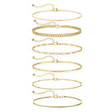 Load image into Gallery viewer, Gold Bracelets Set for Women Waterproof, Non Tarnish 14K Gold Plated Tennis Beaded Figaro Herringbone Paperclip Link Chains,