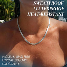 Load image into Gallery viewer, Chunky Silver Herringbone Choker Necklace for Women, Stainless Steel – view 5