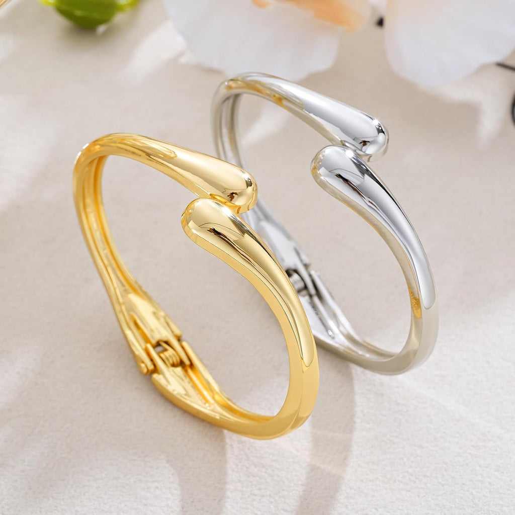 Gold & Silver Cuff Bracelet — 14K Plated Chunky Bangle
