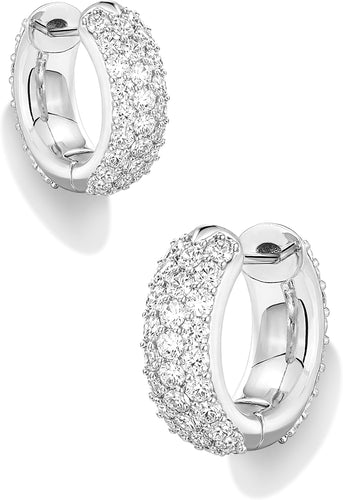 Chunky CZ Hoop Earrings — 14K Gold Plated, Birthstone Accent