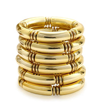Load image into Gallery viewer, 6pcs Chunky Acrylic Bangle Bracelets for Women, Resin Bamboo Brown Stretchy Bracelet Stack, Fashion Jewelry for Women