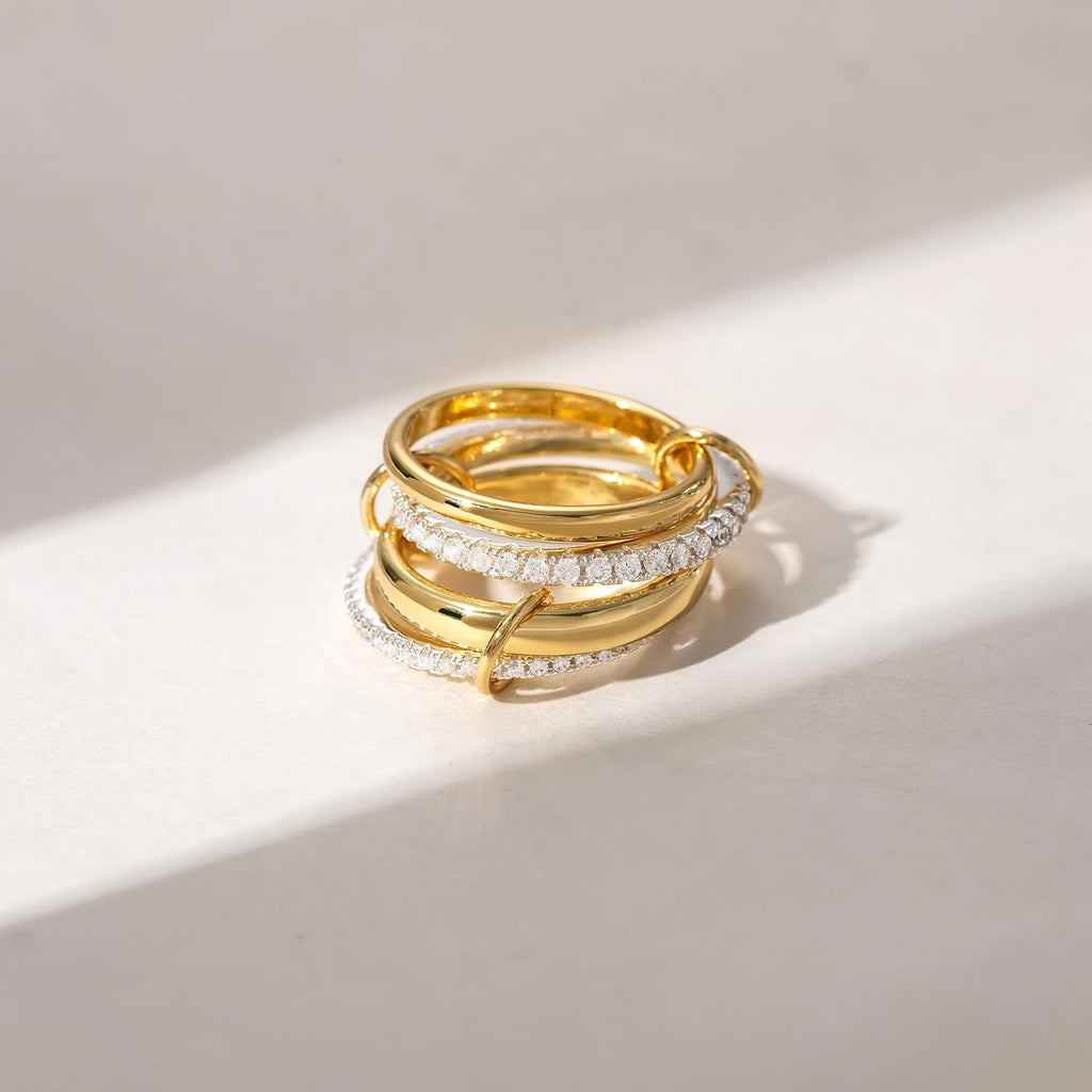 14K Gold Plated Stackable Rings for Women, Non-Tarnish, Cubic Zirconia – view 5