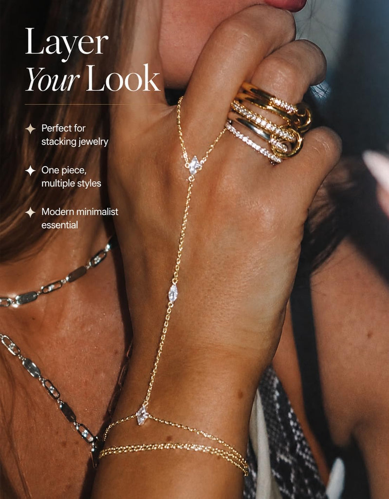 Hand Chain Bracelets & Steel Earrings — 16 Piece Set