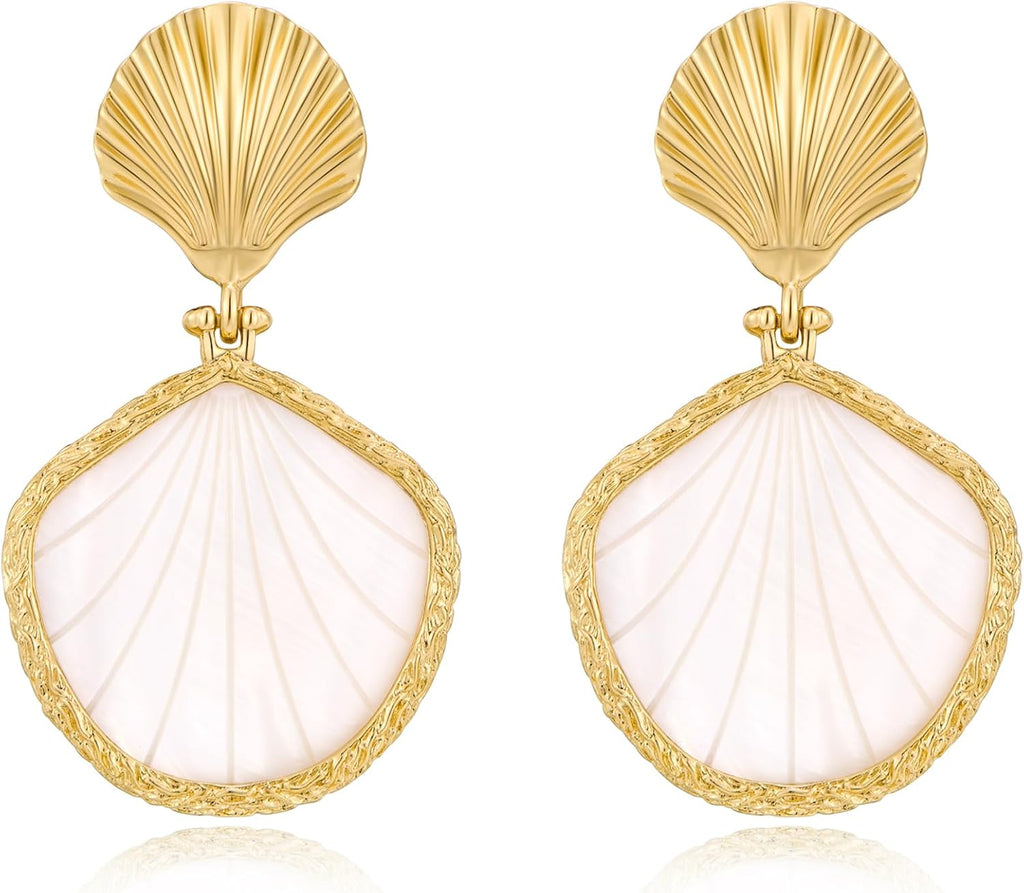 Gold Shell Fish Earrings For Women Chic Summer Beach Seashell
