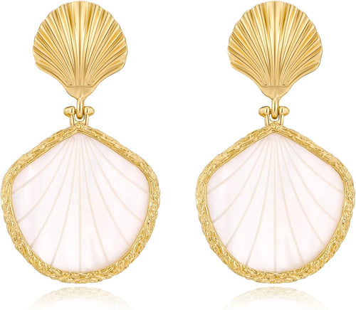 Gold Shell Fish Earrings For Women Chic Summer Beach Seashell