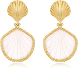Gold Shell Fish Earrings For Women Chic Summer Beach Seashell