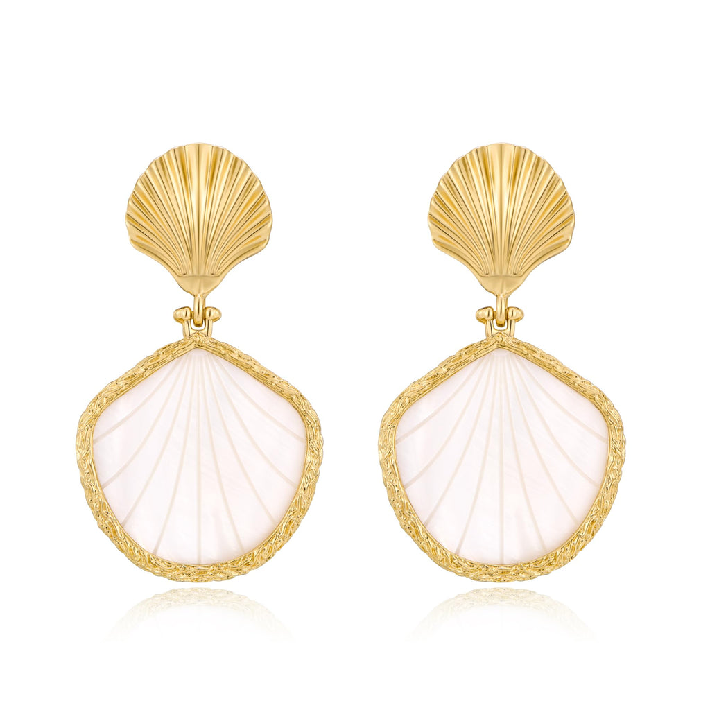 Gold Shell Fish Earrings For Women Chic Summer Beach Seashell – view 7