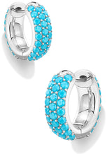 Load image into Gallery viewer, Chunky CZ Hoop Earrings — 14K Gold Plated, Birthstone Accent