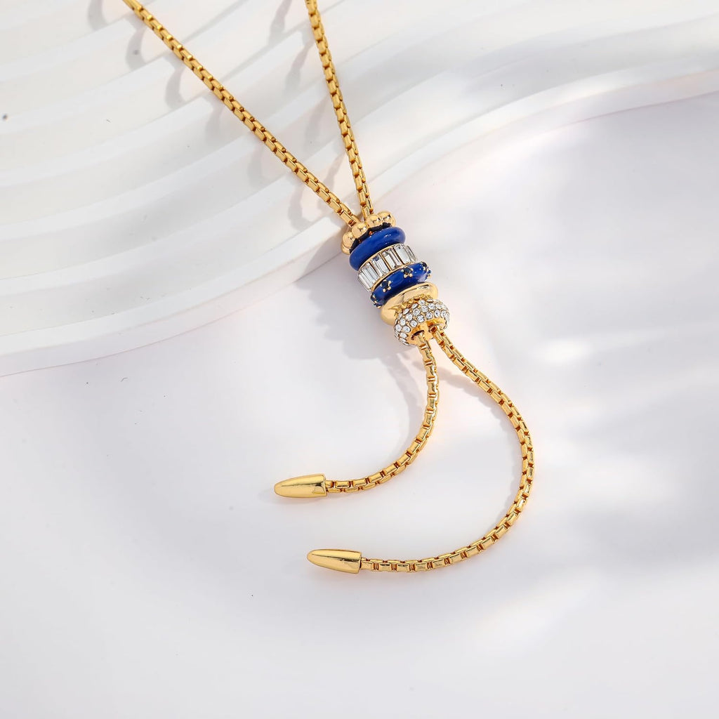 Lariat Y Necklace for Women Long Gold Plated Cord Pendant – view 5