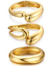 Load image into Gallery viewer, Chunky Gold Bangle Bracelets for Women, Dainty 14k Gold Plated Big Stackable Bangles Set, Trendy Statement Cuff Bracelet Stack Fashion Jewelry Gifts