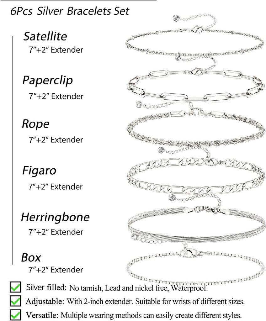 Sterling Silver Plated Bracelets Set for Women – view 6