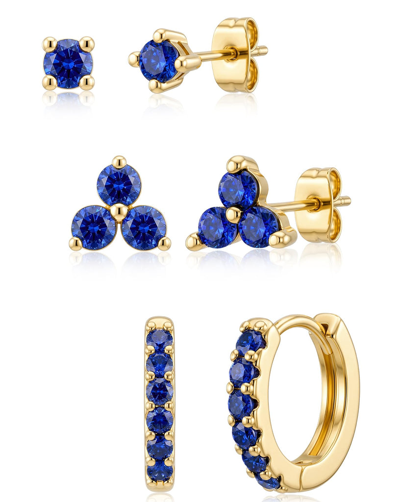Dainty Small Gold Stud Earrings for Women, 14K Gold Plated Mini Tiny Studs Earrings Sets with S925 Sterling