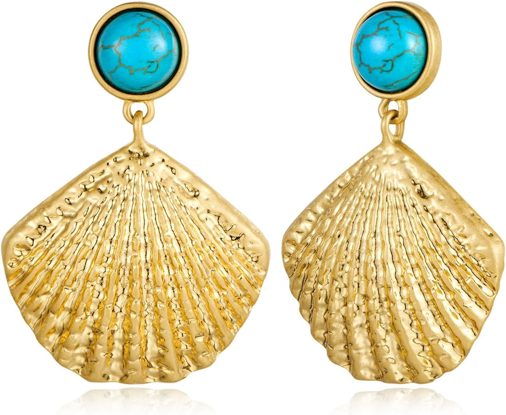 Gold Shell Stud Earrings