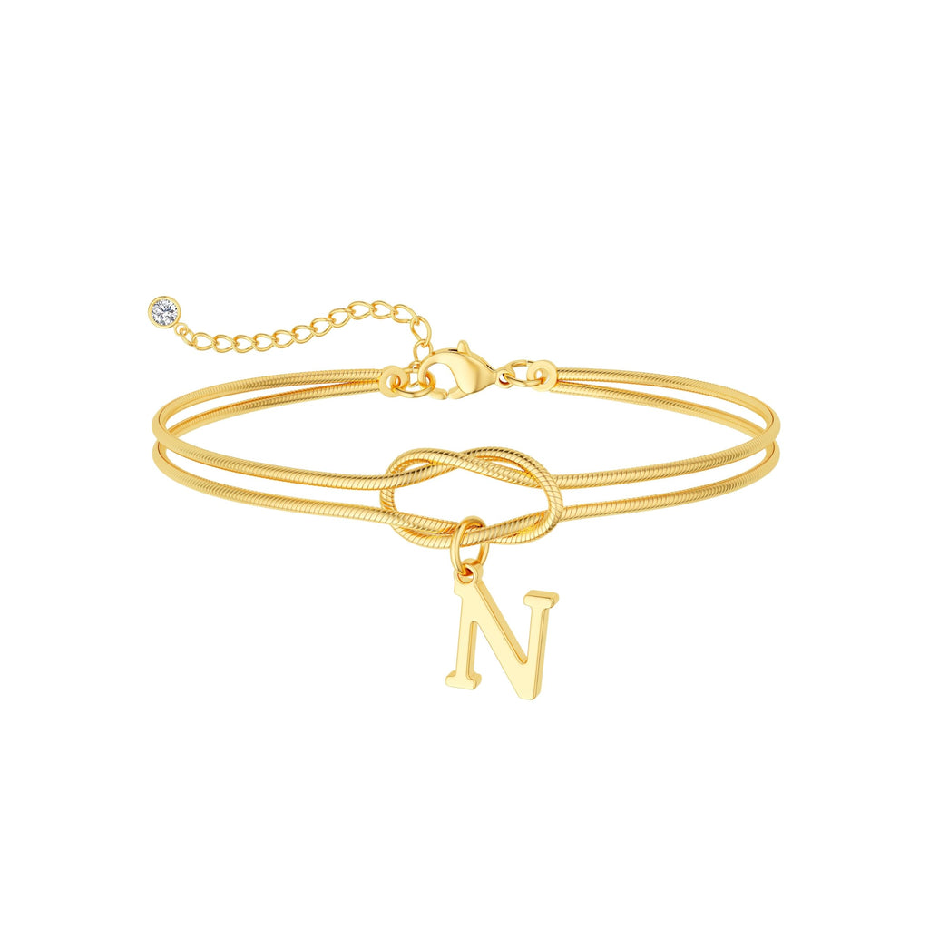 14K Gold Plated Gold Initial Bracelets for Women, Non-Tarnish, Adjustable – view 13