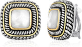 Antique Gold Clip On Hoop Earrings for Women