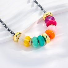 将图片加载到图库查看器，Gold Beaded Choker Necklace for Women Colorful Pendant – view 4
