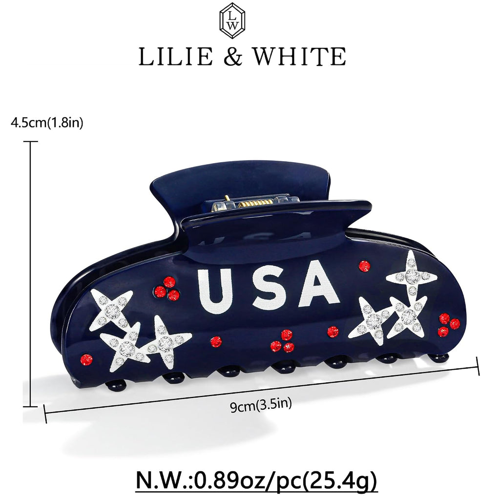 Blue USA Hair Clip for Women Sturdy Independence Day Hair Claws – view 6