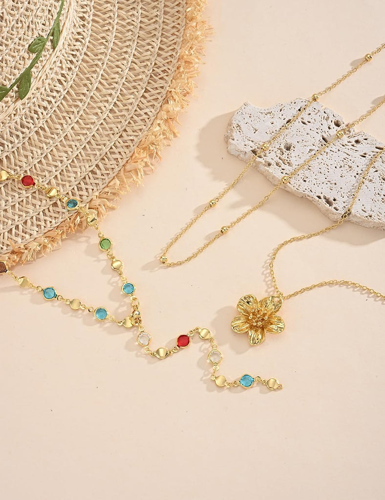 Layered Gold Colorful Necklaces for Women, 14K Gold Plated, Adjustable – view 6