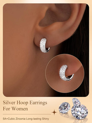 Chunky CZ Hoop Earrings — 14K Gold Plated, Birthstone Accent