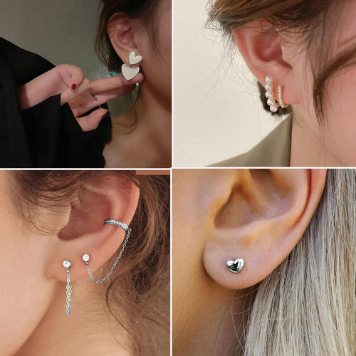 68 Pair Gold Stud Earring Multipack — CZ, Pearl & Butterfly