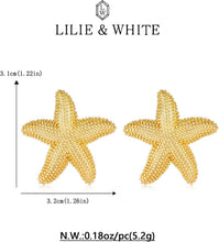 Load image into Gallery viewer, Gold Starfish Stud Earrings For Women Fashion Seashell Conch – view 6