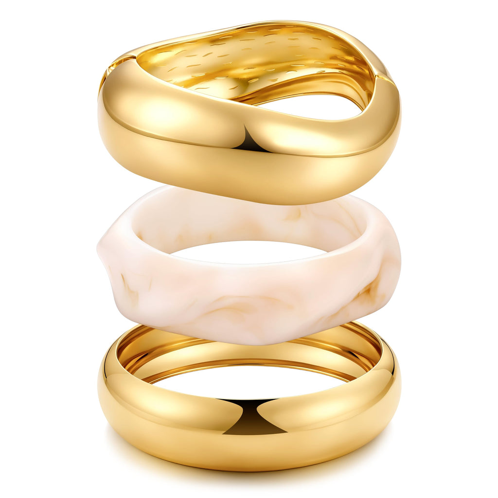 Chunky Resin Bangle Bracelets — Stackable Set
