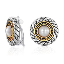 将图片加载到图库查看器，Antique Gold Clip On Hoop Earrings for Women