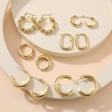 Load image into Gallery viewer, Gold &amp; Silver Hoop Earrings — 6 Pairs, Chunky Mixed