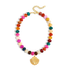 Load image into Gallery viewer, Colorful Beaded Shell Necklace Gold Seashell Pendant – view 10