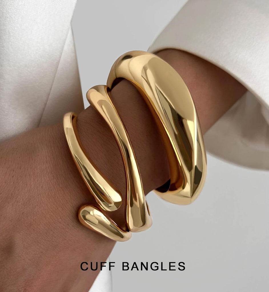 13 Pcs Heishi Clay Bracelets & 3 Pcs Gold Bangles