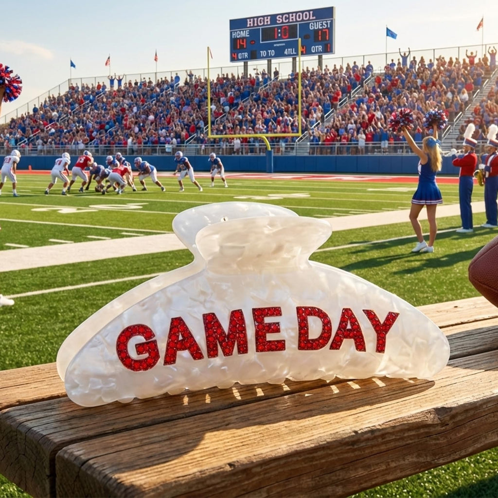 Game Day Football Hair Clips for Women Trendy Red White – view 5