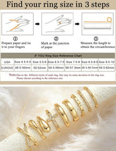 将图片加载到图库查看器，Non Tarnish Chunky Gold Rings for Women, 14K Gold Plated Dainty Stackable Cross Cubic Zirconia Ring Set, Knuckle Stacking Pinky Thumb Ring Statement Wedding Bands Jewelry Size 4.5-10