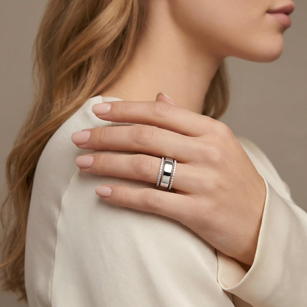 Size 5 Pinky Dainty Pavé Eternity Bands for Women – alternate view