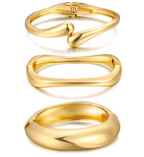 Load image into Gallery viewer, Chunky Gold Bangle Bracelets for Women, Dainty 14k Gold Plated Big Stackable Bangles Set, Trendy Statement Cuff Bracelet Stack Fashion Jewelry Gifts