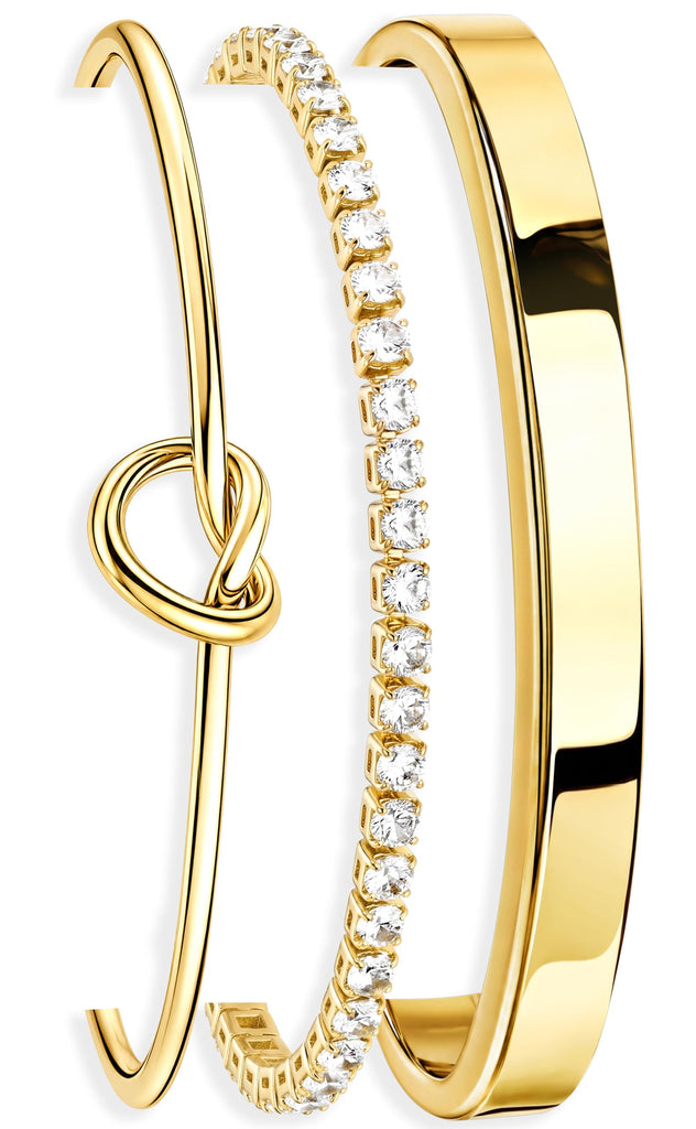 Gold Bracelets for Women Non Tarnish Dainty 14K Gold Plated Bangle Cuff Bracelets Stack for Women,Waterproof Stackable