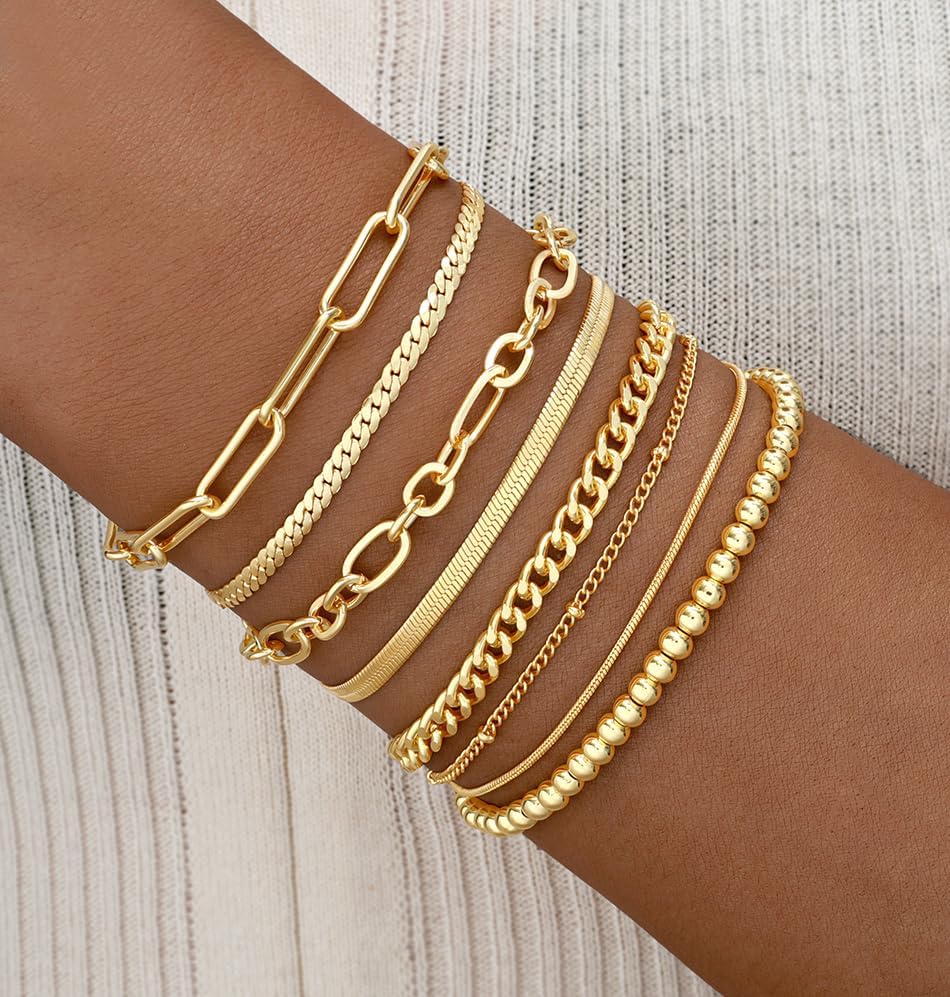 6 Pairs Gold Hoop Earrings+8pcs Gold Bracelets – view 6