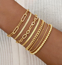Load image into Gallery viewer, 6 Pairs Gold Hoop Earrings+8pcs Gold Bracelets – view 6